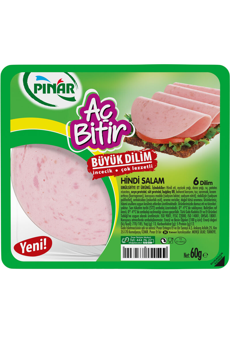 Pınar Salam Aç Bitir 60 Gr Hindi 6'lı Büyük Dilim